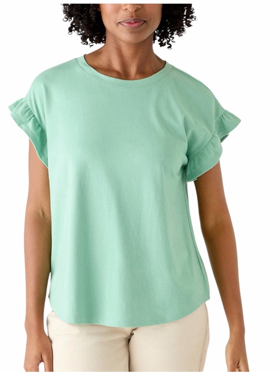 crown & ivy Tops - crown & ivy Mint Ruffle Sleeve Short Sleeve Tee NWT